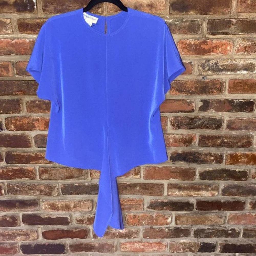 Breckenridge Purple Short Sleeve Tie Waist Blouse Women's Size 6